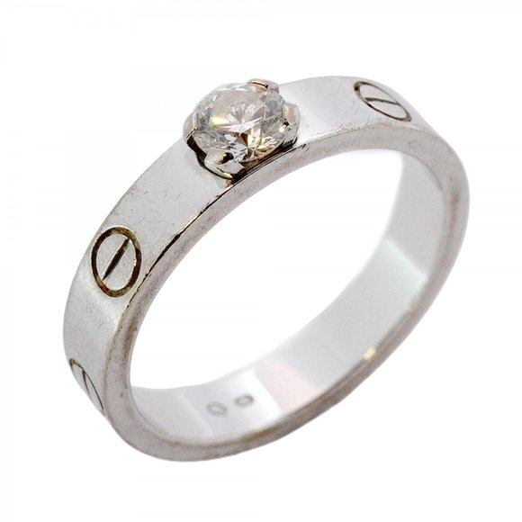CARTIER 18k Silver Diamond Love Ring #51 - Picture 1 of 10